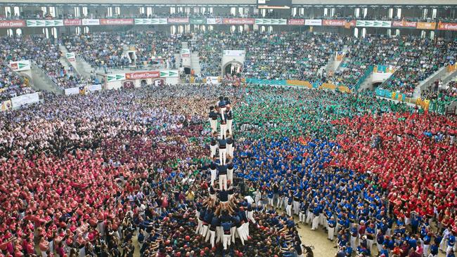 The human tower contest at Tarragona’s old bull ring. Picture: Getty Images