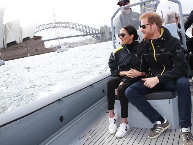 Meghan’s pregnancy was revealed on the couple’s 2018 Australian tour. Picture: Getty 