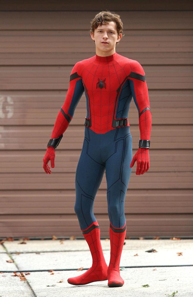Tom Holland was spotted in his Spider-Man suit filming ‘Homecoming’ in New York.