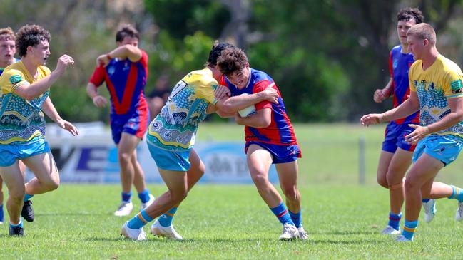 Cody Field in action for the Newcastle-Maitland Region Knights against the Northern Rivers Titans during round one of the Andrew Johns Cup. Picture: DC Sports Photography.