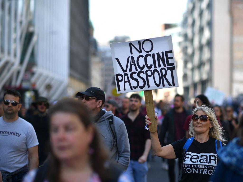 Demonstrators take part in 'Unite for Freedom' protest in central London. Picture: AFP