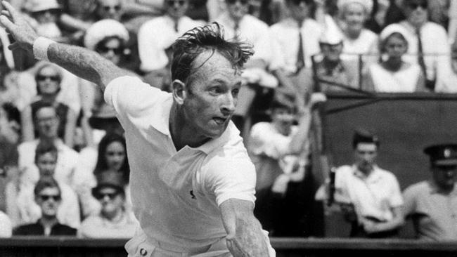 Rod Laver playing at the 1968 Wimbledon tournament. Picture: AFP