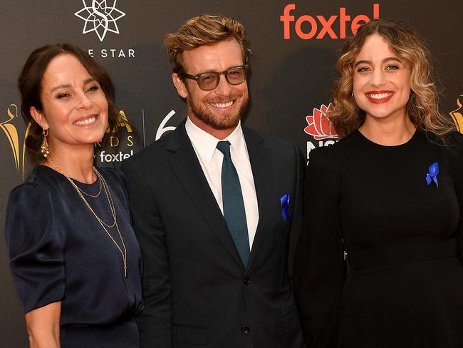 Baker with his ex-wife Rebecca Rigg and their daughter Stella Baker. Picture: AAP Image/Dan Himbrechts