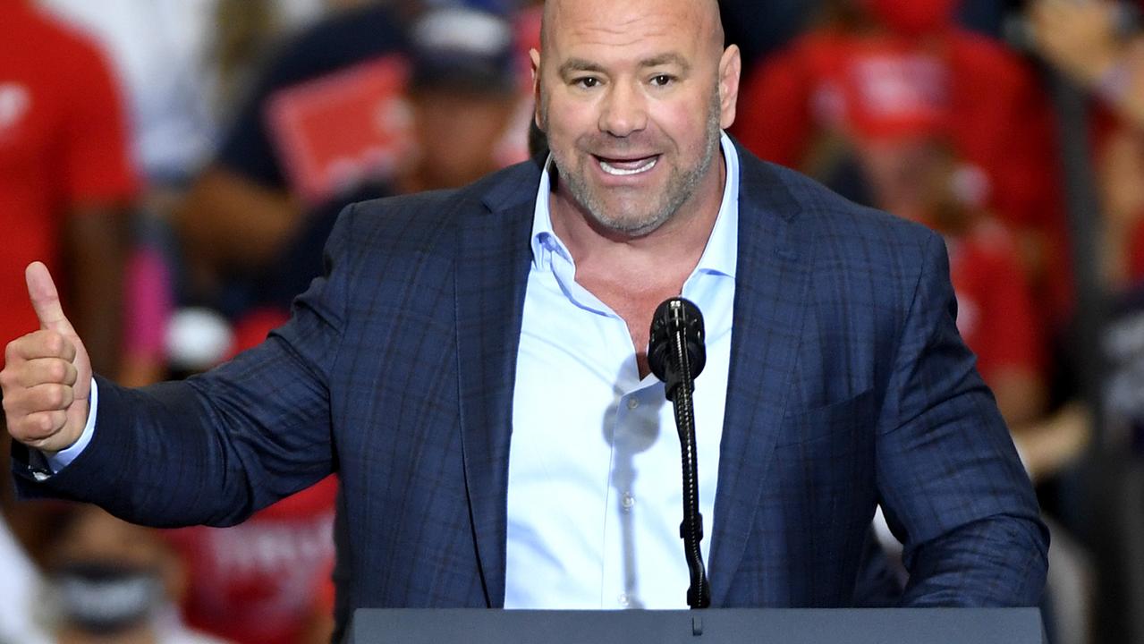 UFC boss Dana White speaking at a Trump campaign event yesterday. Picture: Ethan Miller/Getty Images/AFP