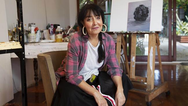 Artist Pat Hoffie in her Brisbane studio