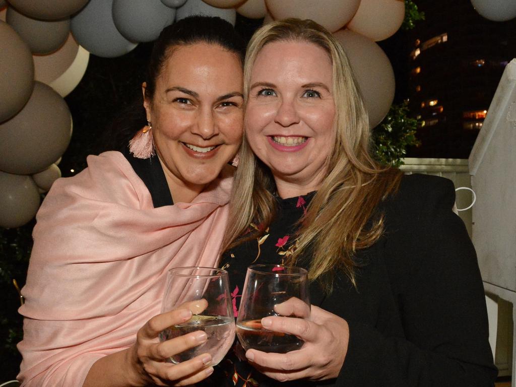 Leschen Smaller and Jodie Robinson at launch of Pink Paradise Gin at Southport Yacht Club, Main Beach. Picture: Regina King.