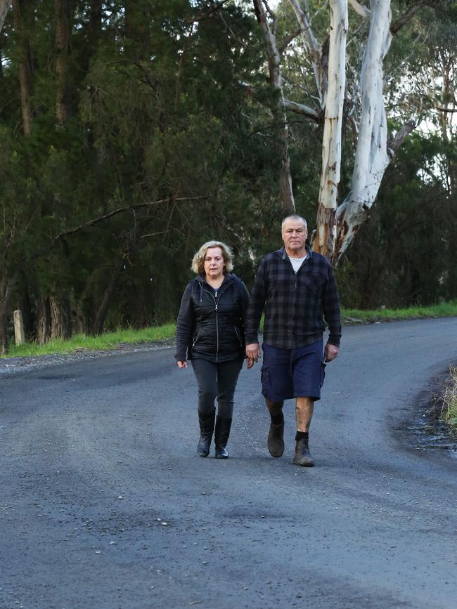 Russell and Jan Black are fighting Yarra Ranges Council after being told they would have to pay more than $18,000 to seal their road. Picture: Stuart Milligan