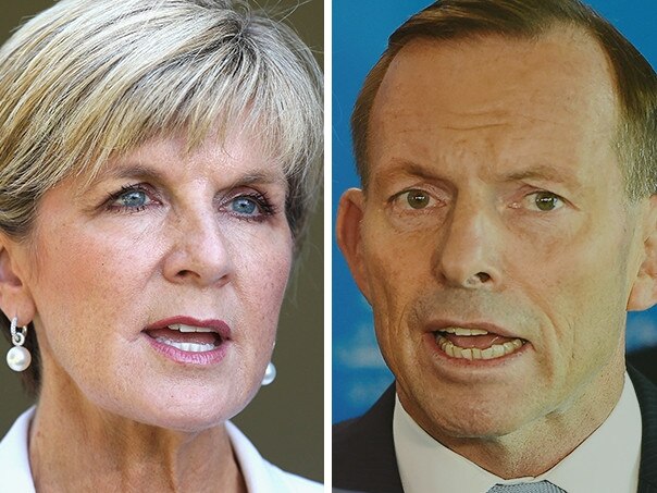 Julie Bishop vs Tony Abbott ... Picture: Getty