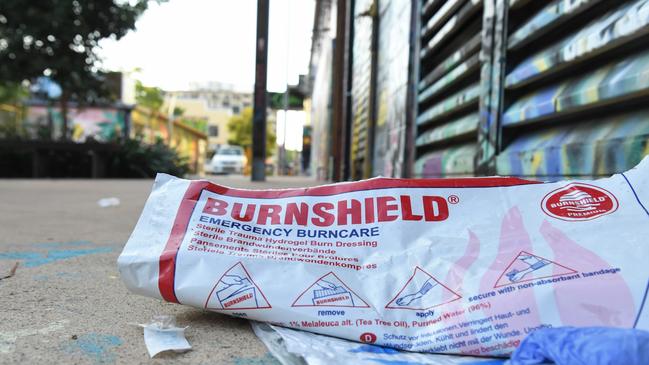 Paramedics leave burn treatment packs outside Little Miss Korea after a gas explosion injured five people on Wednesday night, September 7. Picture: (A)manda Parkinson