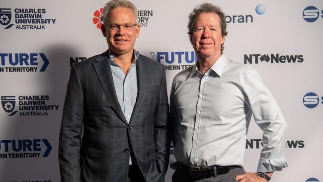 Sean Bowden and Michael Sitzler at the NT News Futures Northern Territory forum 2024. Picture: Pema Tamang Pakhrin