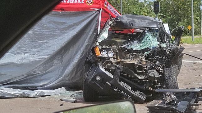 Fatal traffic accident on the Stuart Highway at Bakewell on march 10, 2024. Picture: Supplied