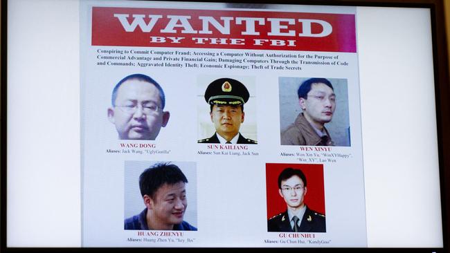 A graphic is displayed at a House Select Committee on the Chinese Communist Party hearing titled "The CCP Cyber Threat to the American Homeland and National Security" on Capitol Hill in Washington, DC, on January 31, 2024. (Photo by Julia Nikhinson / AFP)