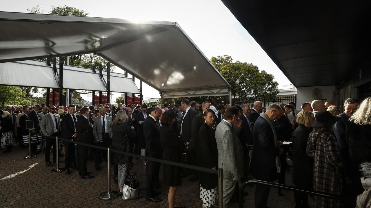 Racing fans arrive before the gates open. Picture: Getty Images