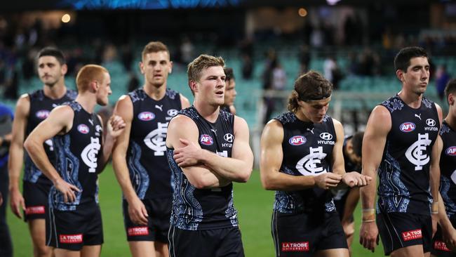 The Blues currently sit in 14th spot on the AFL ladder. (Photo by Matt King/AFL Photos/via Getty Images)