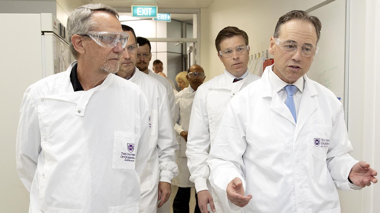 Federal Health Minister Greg Hunt visited professor Paul Young to discuss the trial last November. Picture: NCA NewsWire / Sarah Marshall