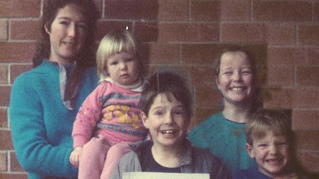 Meredith Pearce with children, from left, Kerry, Adam, Travis and Matthew. Picture: Supplied.