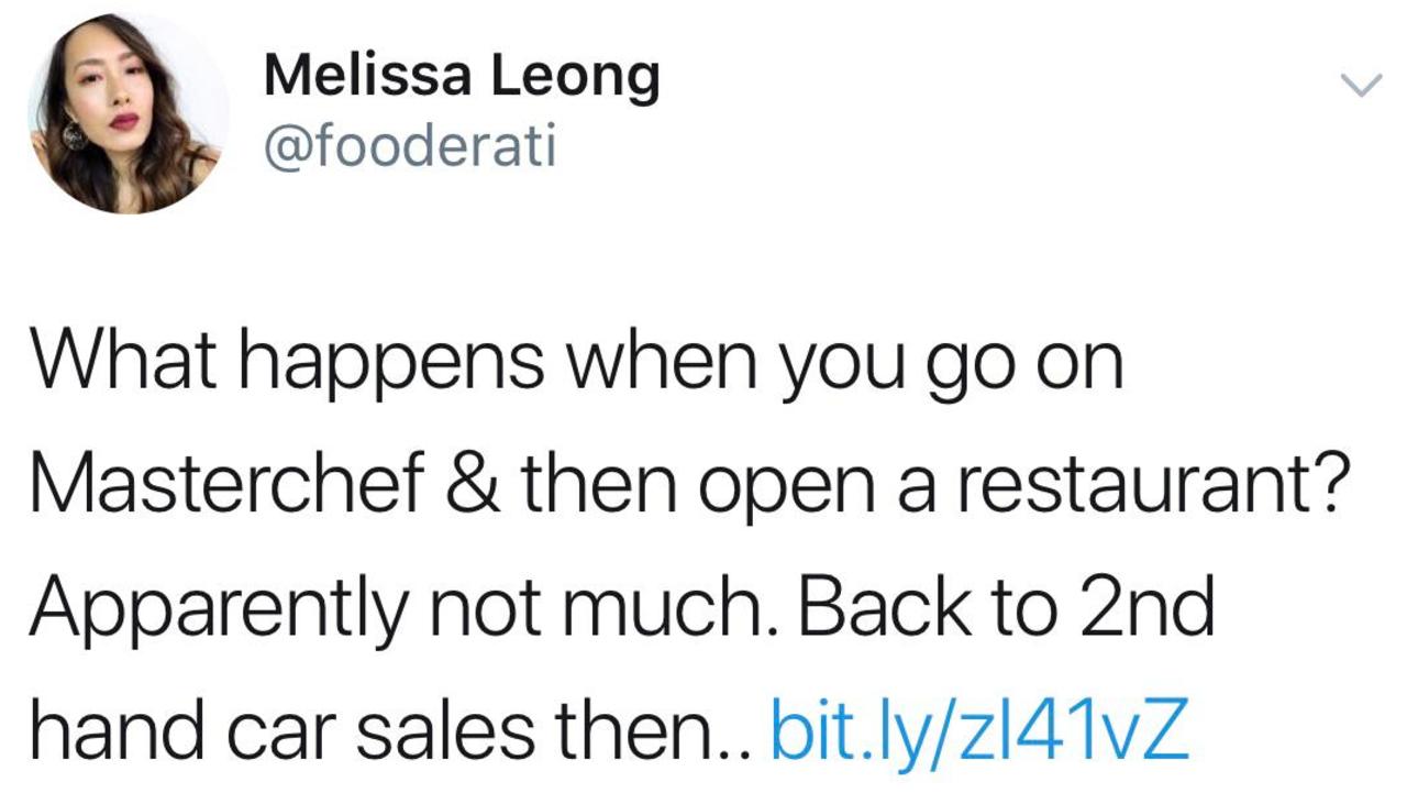 A 2012 tweet from Melissa Leong.