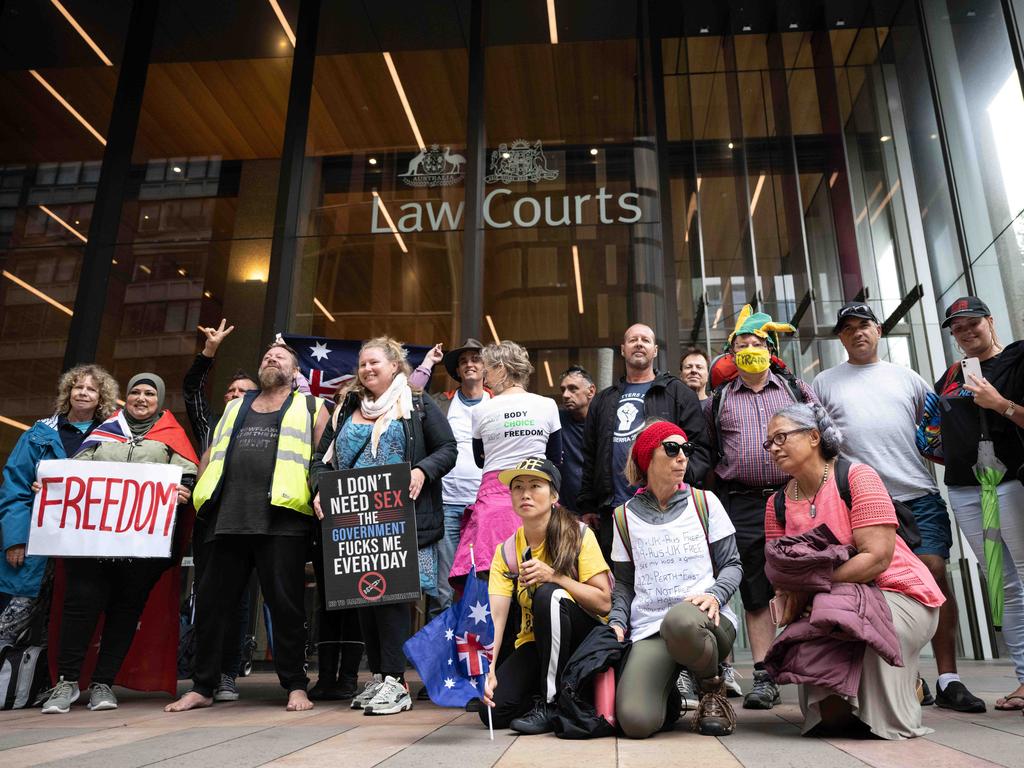 Protesters outside the Federal Court on Monday. Picture: NCA NewsWire/James Gourley