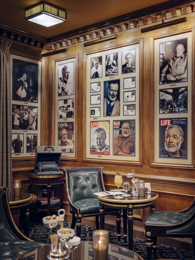 The walls are covered with pictures of the famous author.