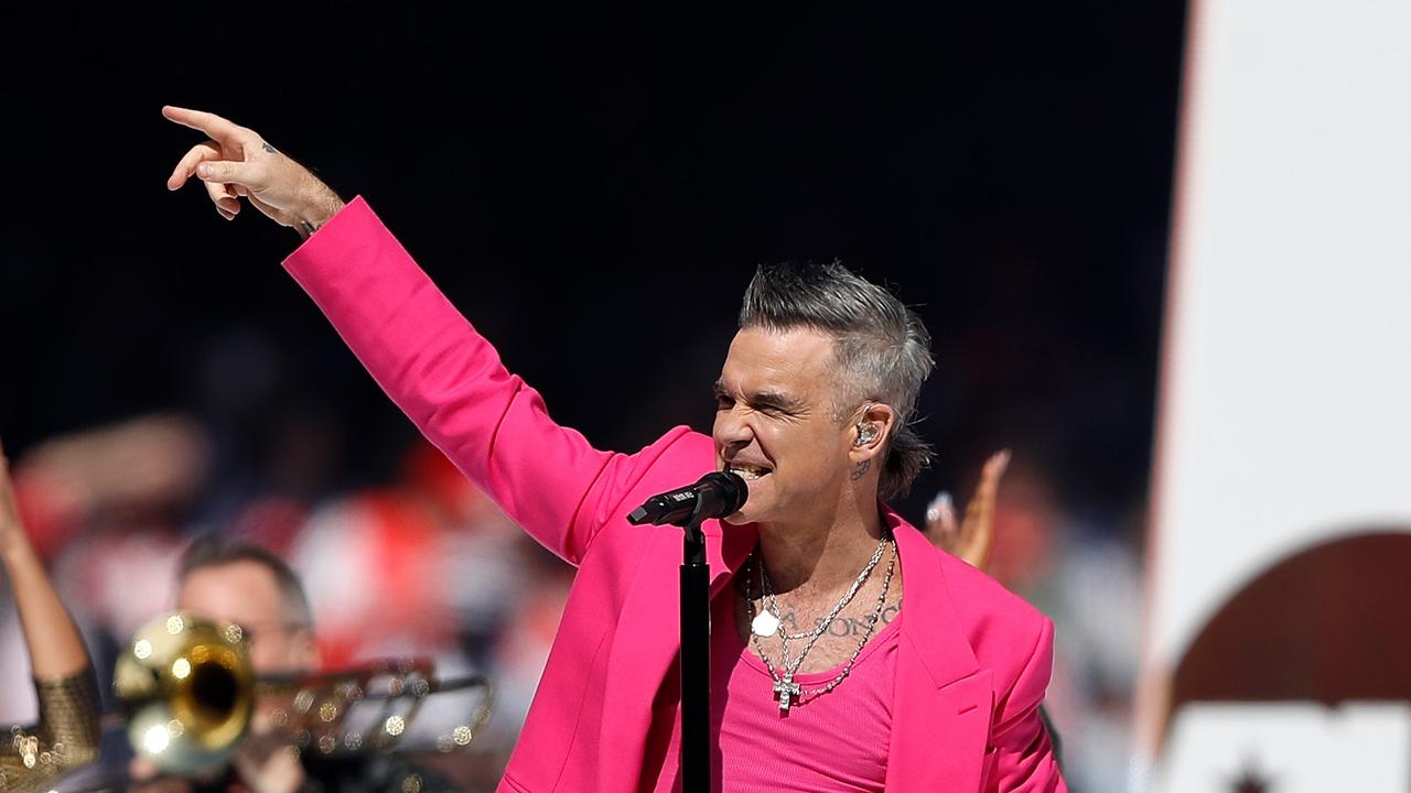 A woman has died in hospital after falling down six rows of seats at the Robbie Williams concert in Sydney. Picture: Dylan Burns/AFL Photos via Getty Images