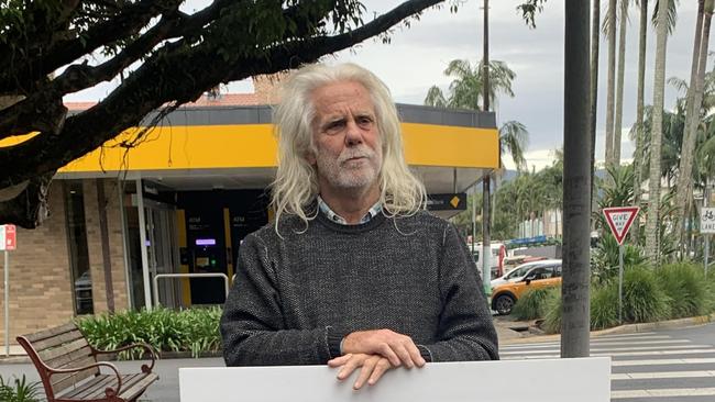 John Anderson, aka FastBuck$, outside Byron Shire Council's Mullumbimby chambers in June. Picture: Liana Boss