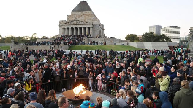 Tens of thousands gathered to pay tribute to Australia’s Diggers. Picture: AAP Image/David Crosling