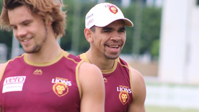 Charlie Cameron at his first training session for the Brisbane Lions. Picture: @brisbanelions/Twitter