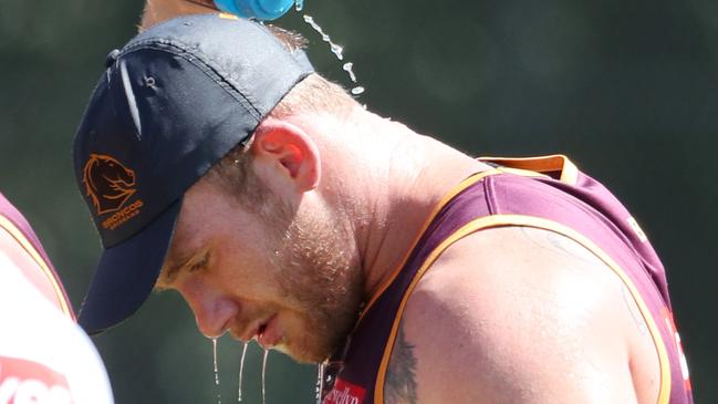 Matt Lodge. The Brisbane Broncos training at Red Hill. Pic Peter Wallis