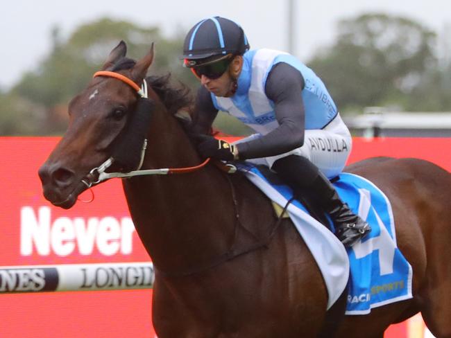 SYDNEY, AUSTRALIA - MARCH 25: Brenton Avdulla riding Bandersnatch  wins Race 9 Racing & Sports Doncaster Prelude during Sydney Racing at Rosehill Gardens on March 25, 2023 in Sydney, Australia. (Photo by Jeremy Ng/Getty Images)