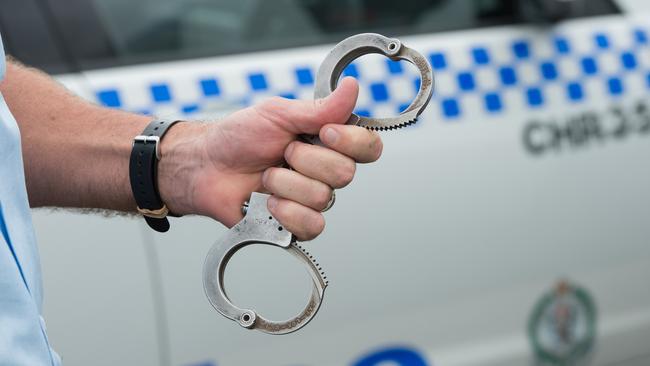 Police allege a Victorian Police service pistol was found.