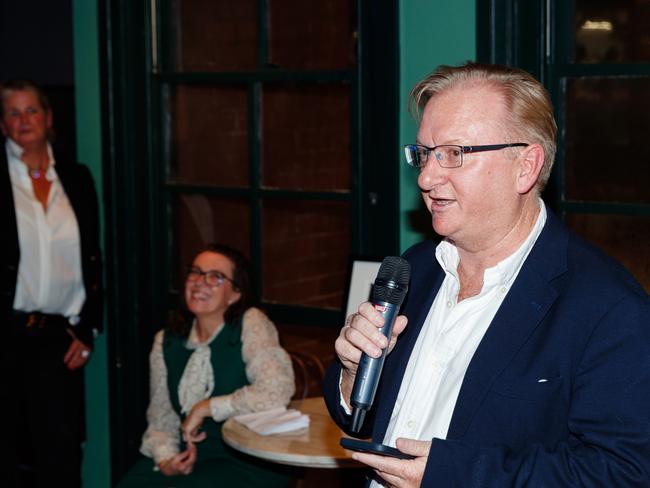 22-05-2025 – Paul Whittaker speaks at retirement farewell celebration for legendary newsman Nick Tabakoff. Picture: Max Mason-Hubers