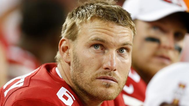 SANTA CLARA, CALIFORNIA - AUGUST 29: Punter Mitch Wishnowsky #6 of the San Francisco 49ers looks on during the preseason game against the Los Angeles Chargers at Levi's Stadium on August 29, 2019 in Santa Clara, California.   Lachlan Cunningham/Getty Images/AFP == FOR NEWSPAPERS, INTERNET, TELCOS & TELEVISION USE ONLY ==