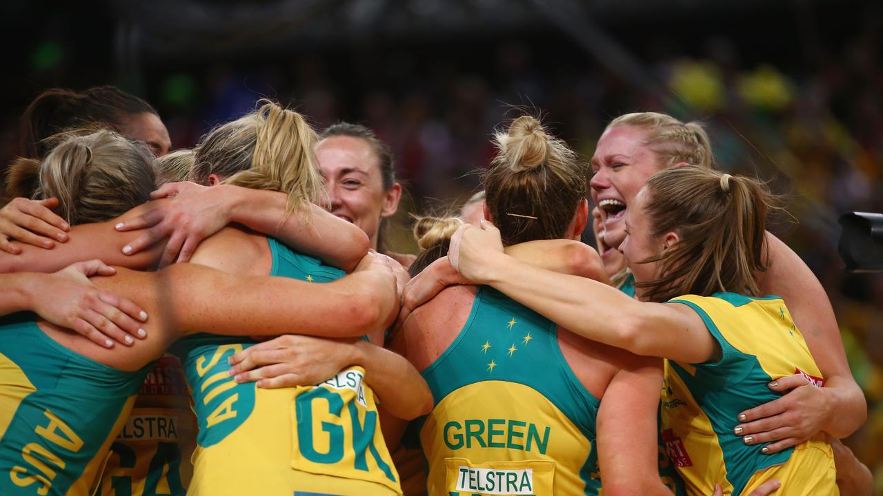 The Diamonds celebrate winning the 2015 Netball World Cup. Picture: Mark Kolbe/Getty Images