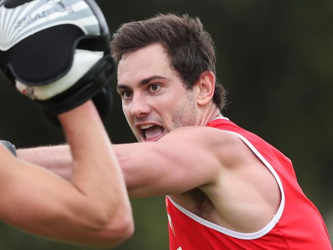 Dan Menzel during the Sydney Swans pre season training session at Bat and Ball oval. Picture. Phil Hillyard