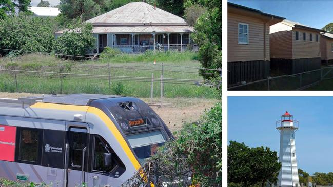 The historic Wellington Point cottage which has been given demolition approval, <i>above</i>; houses at Dunwich which were once part of the Benevolent Asylum and are earmarked to be put on the register; the Cleveland lighthouse which is already on the register.