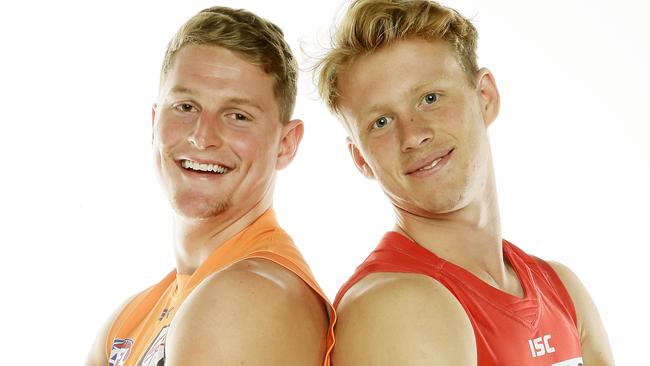 Jacob Hopper and Callum Mills are a crop of bright young talent at GWS and Sydney. Picture: John Appleyard
