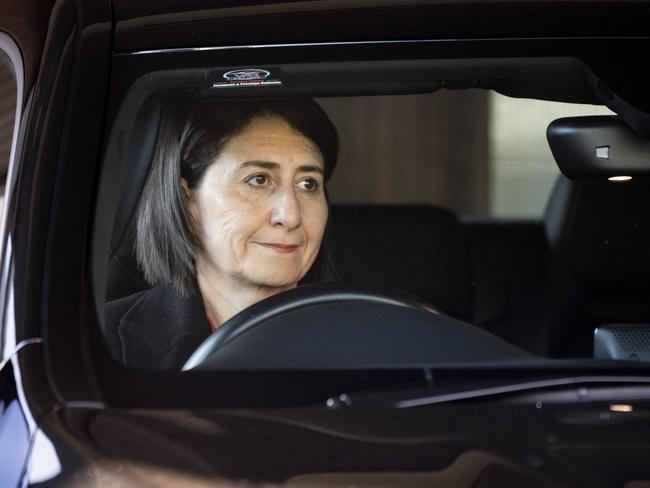 Ms Berejiklian left the $7.2 million home owned by her boyfriend Arthur Moses at about 8.30am on Wednesday. Picture: Daily Telegraph, Monique Harmer