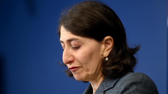 Premier Gladys Berejiklian announces her resignation last week. Picture: NCA NewsWire / Jeremy Piper