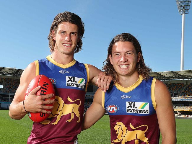 Jarrod and Thomas Berry at the Gabba in 2020, before Thomas moved to Gold Coast. Picture: Annette Dew