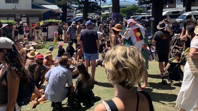 The Invasion Day Rally at Apex Park in Byron Bay. Picture: Sarah Buckley