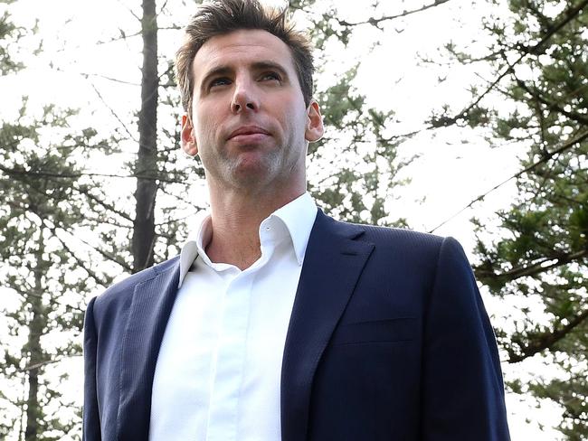 Former Australian Olympic swimmer Grant Hackett looks on following a press conference on the Gold Coast, Friday, April 29, 2016. Hackett addressed media in relation to an incident on a flight from Adelaide to Melbourne after the Australian Swimming trials for the Rio Olympics earlier this month. (AAP Image/Dave Hunt) NO ARCHIVING