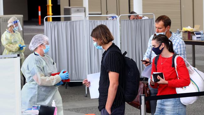 Passengers arriving from Sydney were tested at Avalon Airport. Picture: Glenn Ferguson.