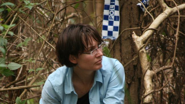 Dr Kirsty Wright at the site of a homicide investigation.