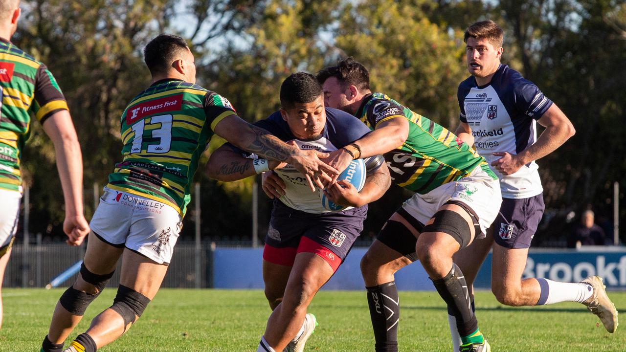 Shute Shield action at TG Millner Sportsground in Eastwood, NSW. Saturday 13th July 2019. The club held a “Back to Eastwood Day” with players from the 1969 and 1999 teams present. (AAP IMAGE/Jordan Shields)