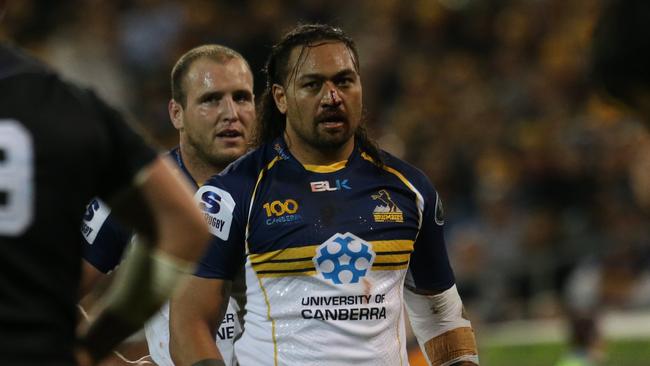 SUPER 15 - Brumbies vs Kings at Canberra Stadium. Brumbies Fotu Auelua.