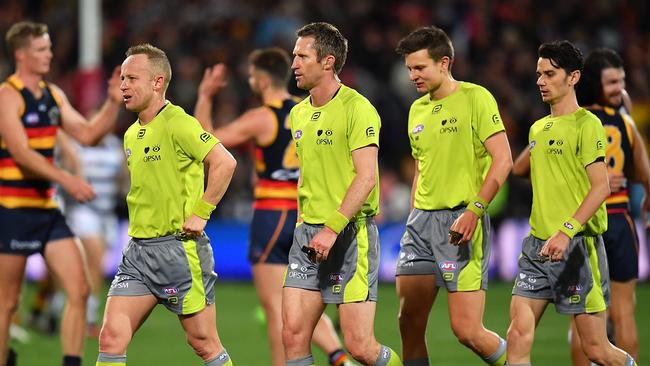 South Australia’s quarantine restrictions will make it difficult for interstate umpires to fly in to officate an Adelaide Oval Showdown. Picture: Daniel Kalisz/Getty Images