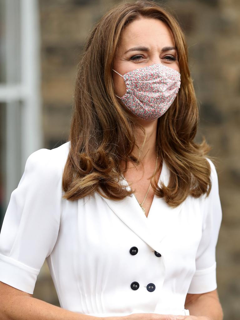 Catherine, Duchess of Cambridge, wearing a face mask, as she leaves after a visit to Baby Basic UK &amp; Baby Basics Sheffield on Tuesday. Picture: Chris Jackson/WPA Pool/Getty Images