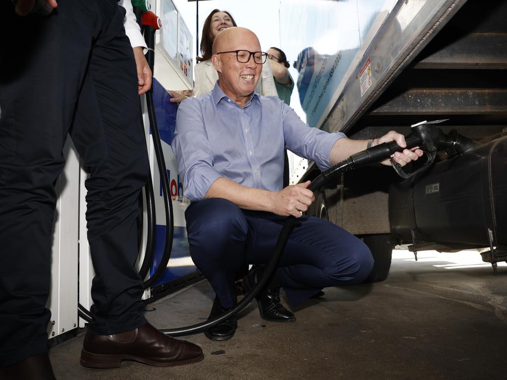 Mr Dutton was blindsided by Labor’s tax cuts and cobbled together a last-minute fuel excuise cut in response, insiders claim. Picture: Richard Dobson / Newswire