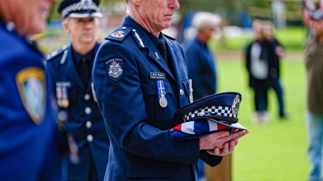 Constable Glen Humphris will continue the rest of his final journey home. Picture: AAP Image/Simon Dallinger