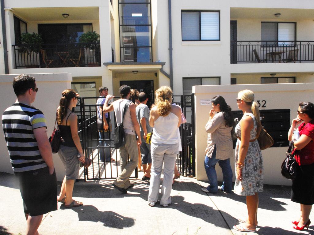 Dozens queue for a rental inspection in Clovelly. Picture: Supplied